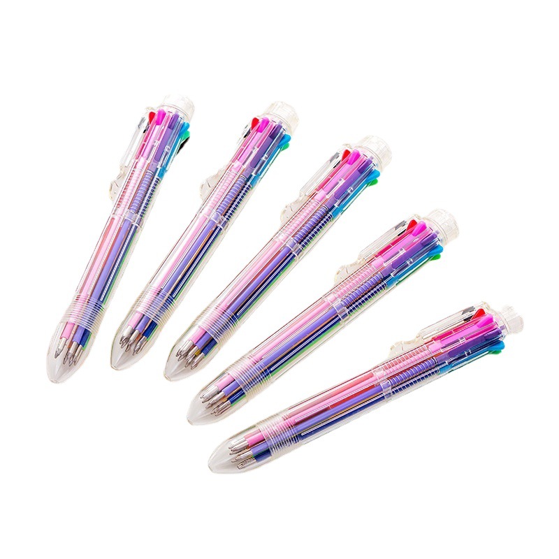 Gosie Korean Candy 8-Color Transparent Rod Ballpoint Pen Graffiti Pen Student Manufacturer Stationery Wholesale Crystal