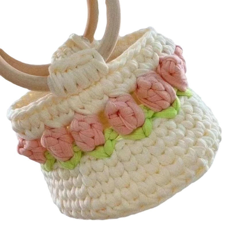 Cissy diy handmade woven Tulip Bag gift Valentine's Day cute handbag homemade woven bag material