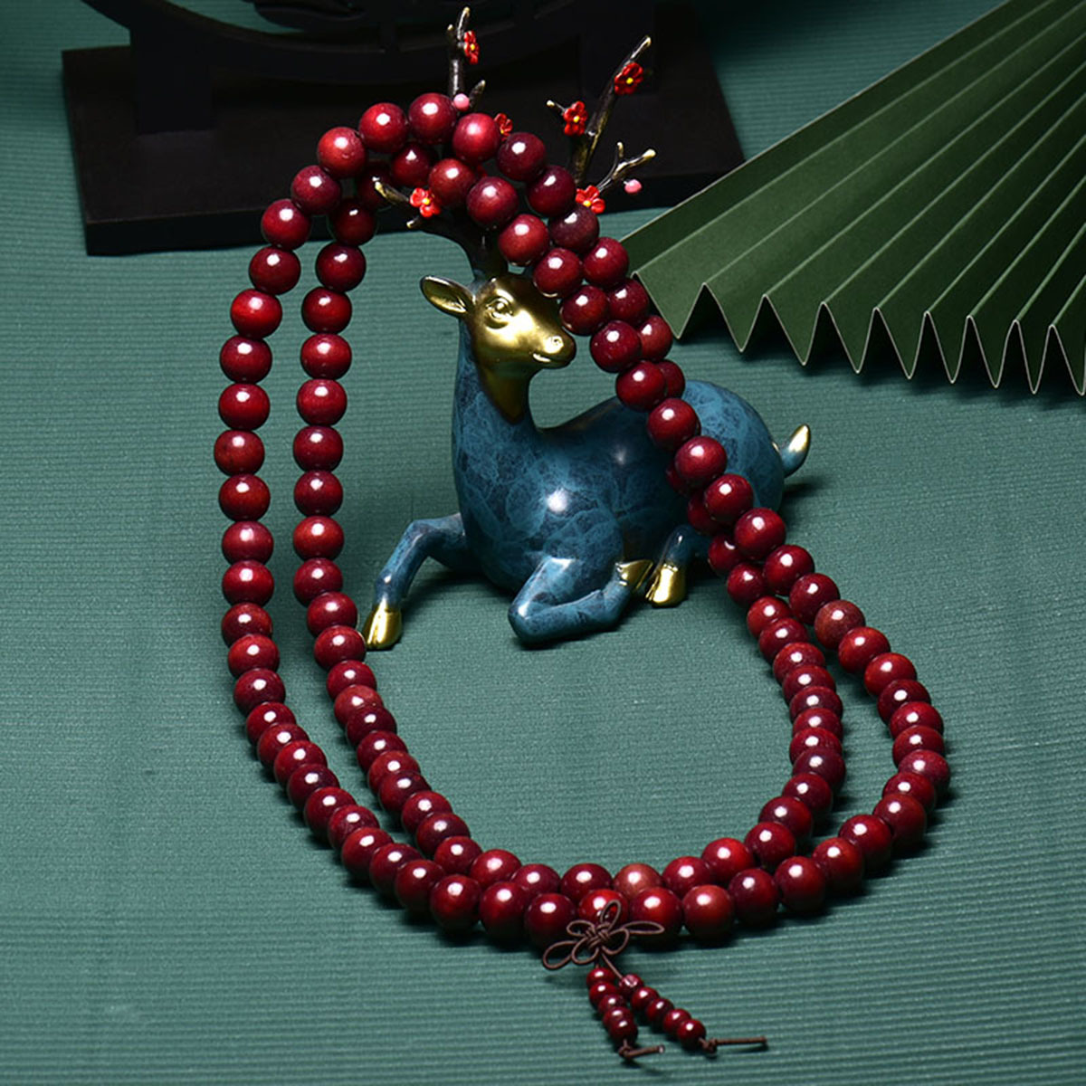 Imitation lobular red sandalwood wood paint 108 beads rosary beads