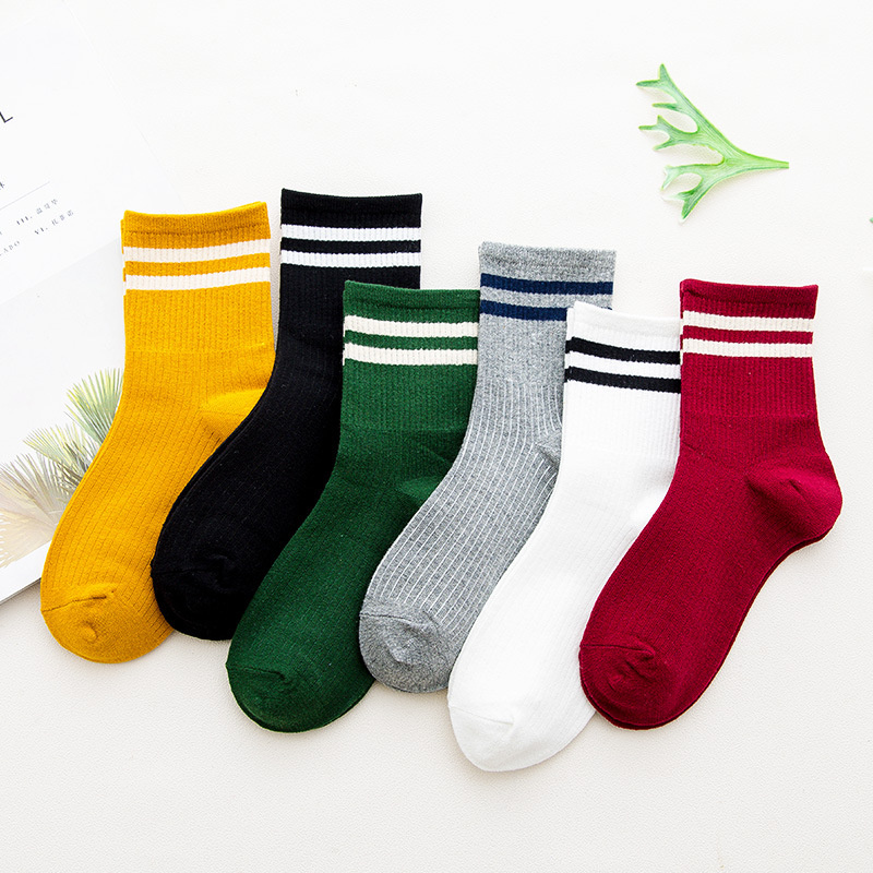 Japanese new cotton two bars sports leisure ladies socks street Joker Korean women's socks wholesale