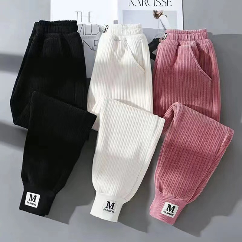 Picture of 2024 New Girls' Fleece-Lapped Pants Children's Pants Autumn and Winter Big Children's Western Style Pants Sports Casual Trendy Trousers