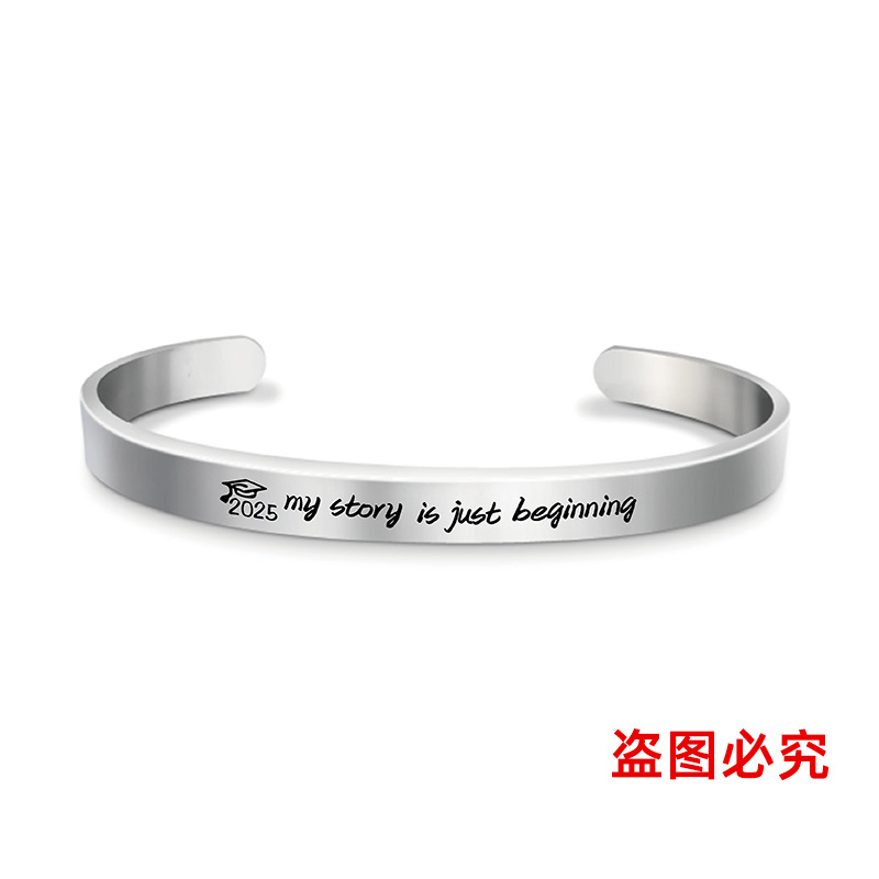 Picture of Bracelet European and American Cross-Border Stainless Steel Bracelet 2025 Graduation Season Doctor's Hat Holiday Gift Engraved Titanium Steel Bracelet
