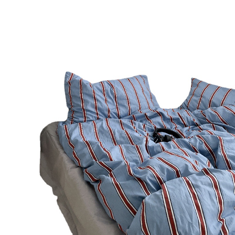 Picture of ins Same Style Simple Striped Cotton Bed Four-piece Set Pure Cotton Bed Sheet Quilt Cover Bedclothes Student Three-piece Set