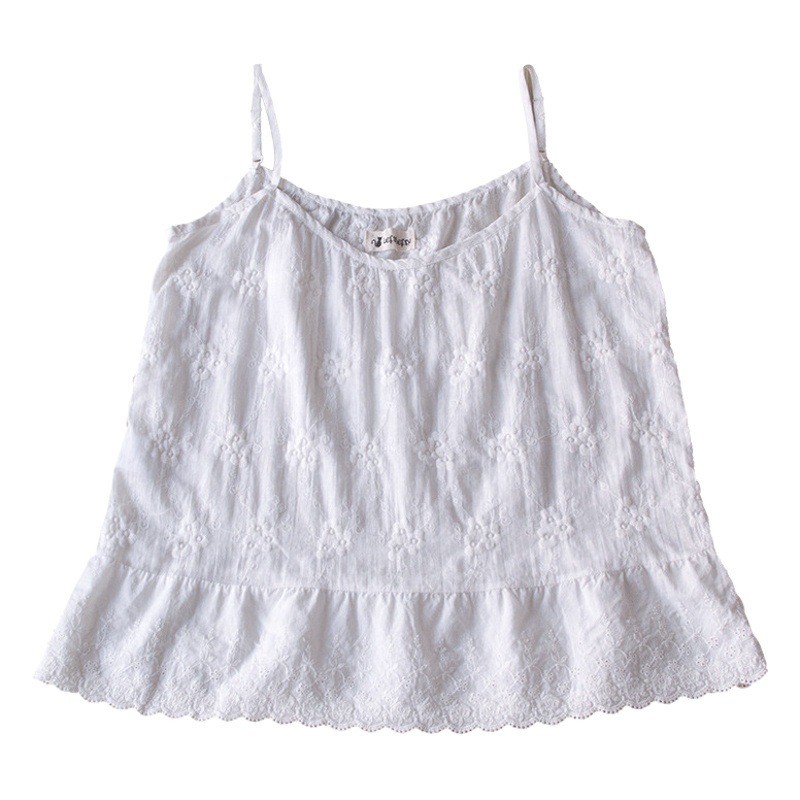 2024 New Summer Style Sweet and Fresh Embroidered Camisole for Women Loose and Comfortable Pure Cotton Hot Girl Small Camisole