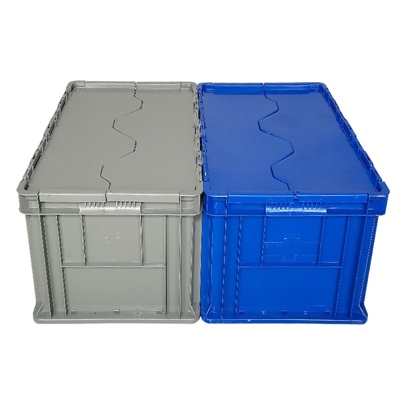 Thickened Plastic Turnover Box with Lid Material Transport Rubber Basket Rectangular Grey Box Oblique Inserted Porting Box