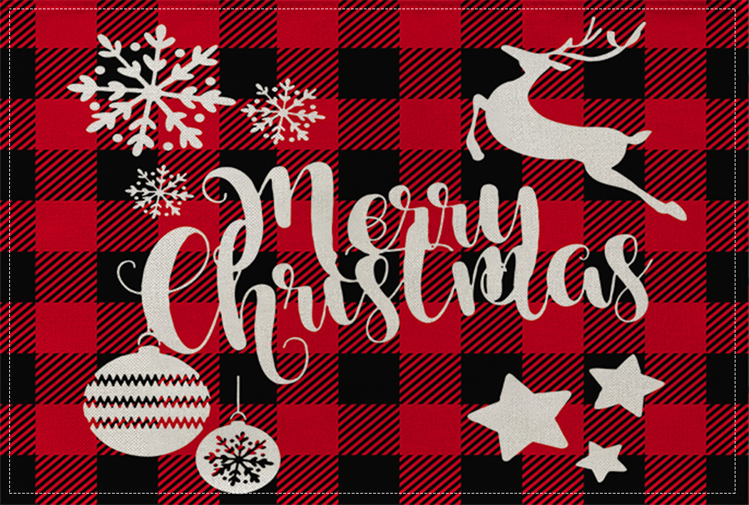 Picture of Christmas Placemat Scandinavian Style English Letter Napkin Western Restaurant Tablecloth Single Layer Linen Insulation Mat Table Mat