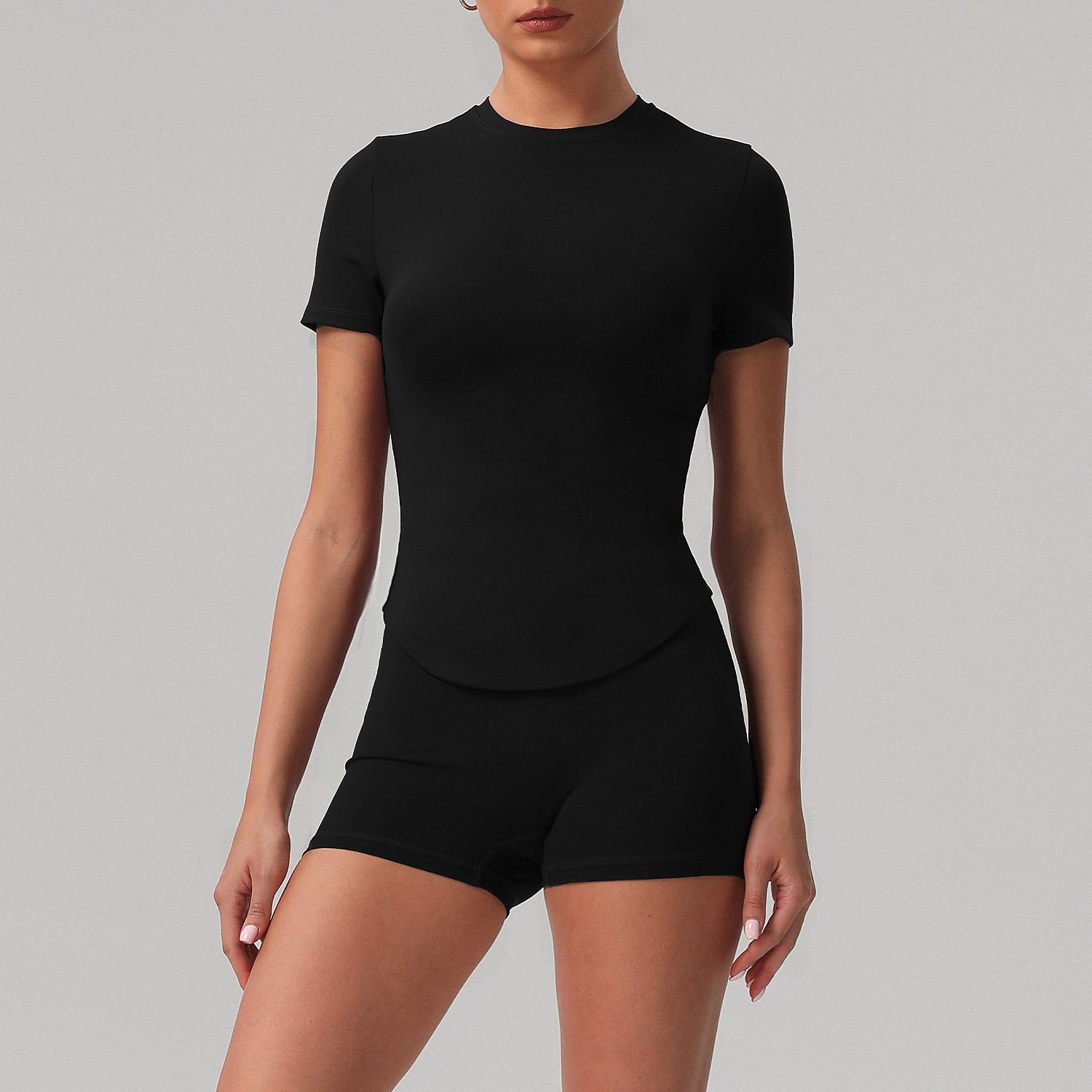 Picture of European and American Solid Color Tight Naked Yoga suit High Elastic Breathable Fitness Clothes Outdoor Body Shaping Running Sports suit Women