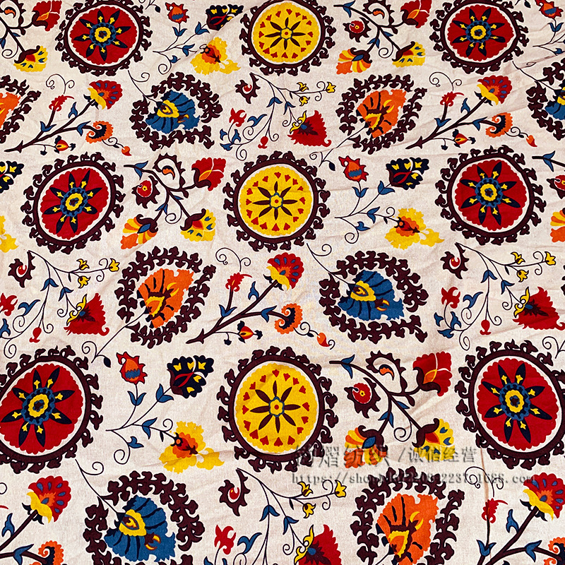 Ferris wheel cotton and linen printed fabric fashion modern style women's cheongsam summer shorts tablecloth home decoration fabric