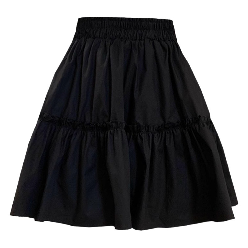 Ruffled High Waist Slim A- line Skirt Women's Spring Autumn and Winter New Pear-shaped Small Pleated Skirt
