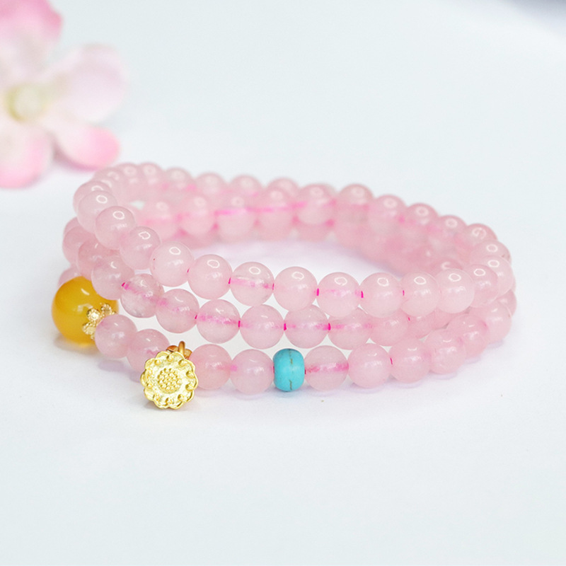 Picture of Juyu Natural Pink Crystal Multi-Circle Bracelet Lotus Bracelet National Tide Live Welfare Wholesale CB4062310