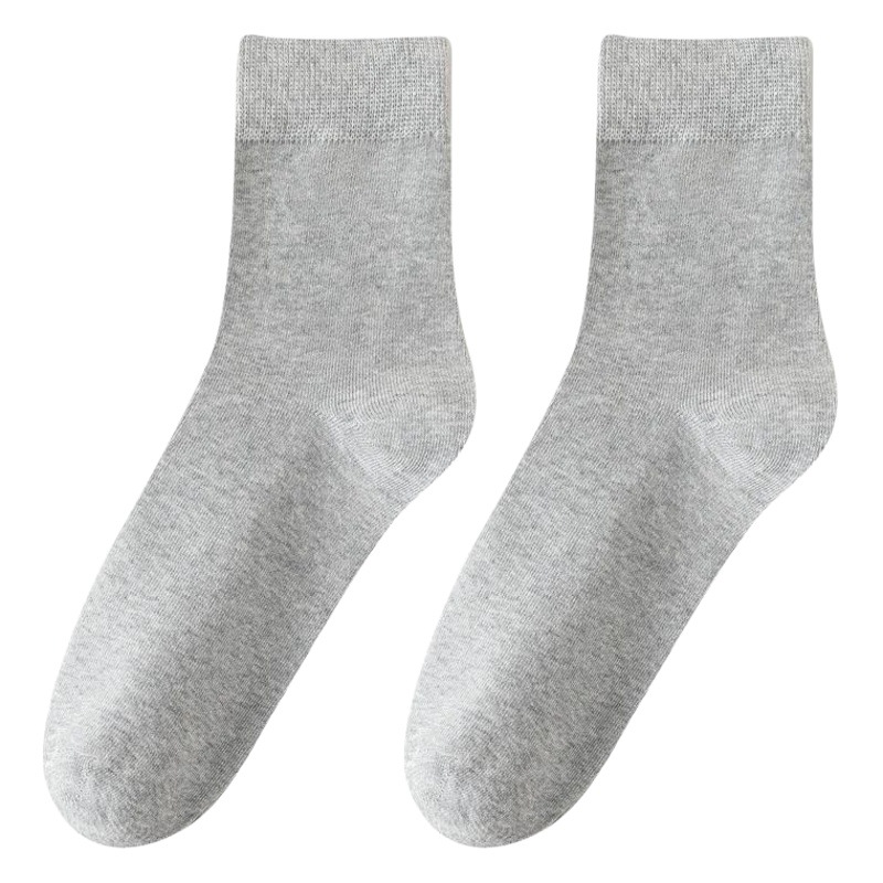 Socks men's plus size mid-calf socks autumn and winter solid color thickened extra large men's business formal leather shoes Socks Black