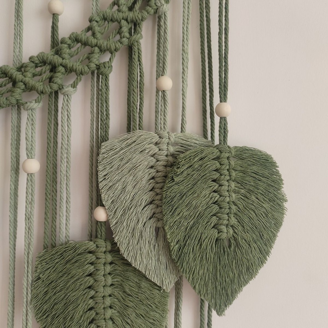 Picture of Cross-Border Hot Selling New Nordic Bohemian Hand-Woven Tapestry Tassel Feather Leaves Wall Hanging Wall Decoration