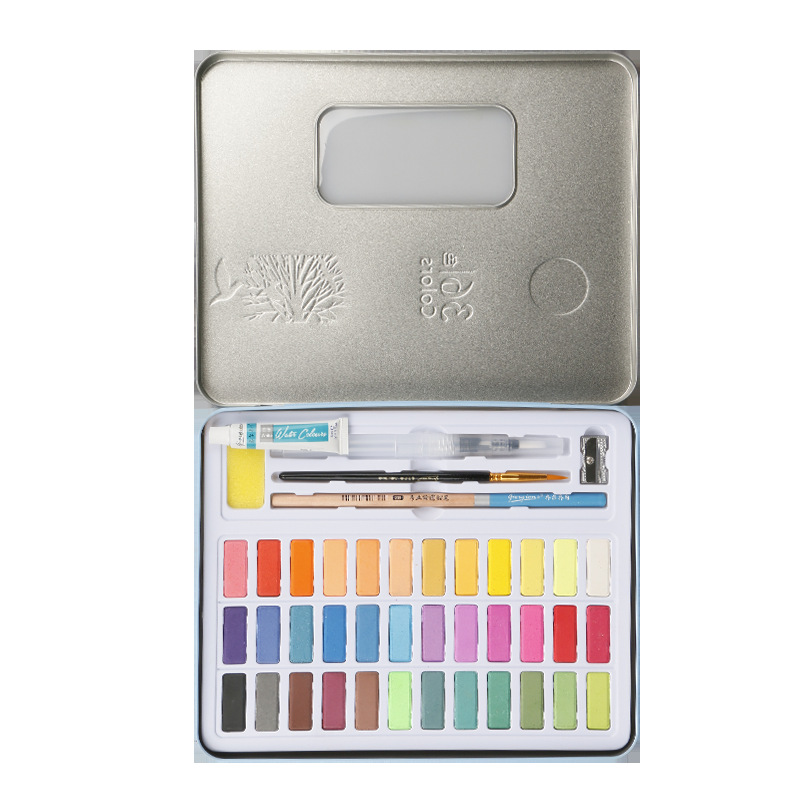 Picture of Giorgione iron box solid watercolor gouache paint watercolor paint powder cake watercolor paint factory wholesale