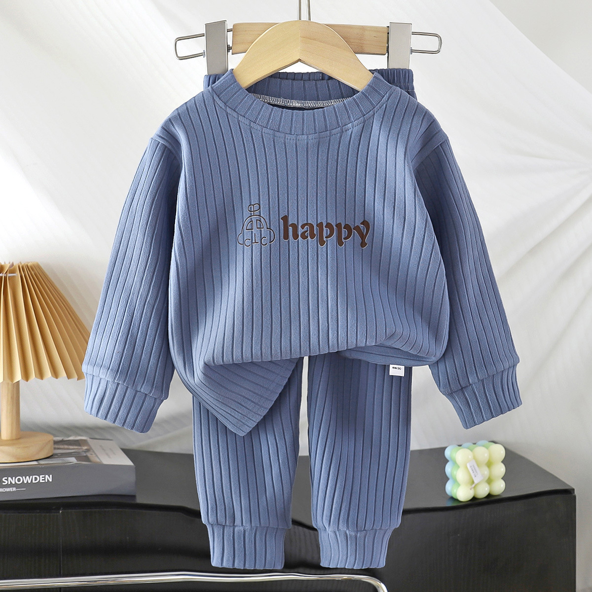 Picture of Children's Underwear suit Double-Sided Fleece Autumn Clothes Autumn Trousers Boys Home Clothes Autumn and Winter Girls' Pajamas Round Neck New