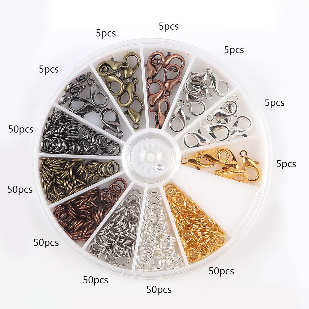 Picture of Cross border hot sale wholesale 6 color metal lobster clasp iron ring jewelry small accessories boxed DIY bracelet necklace accessories