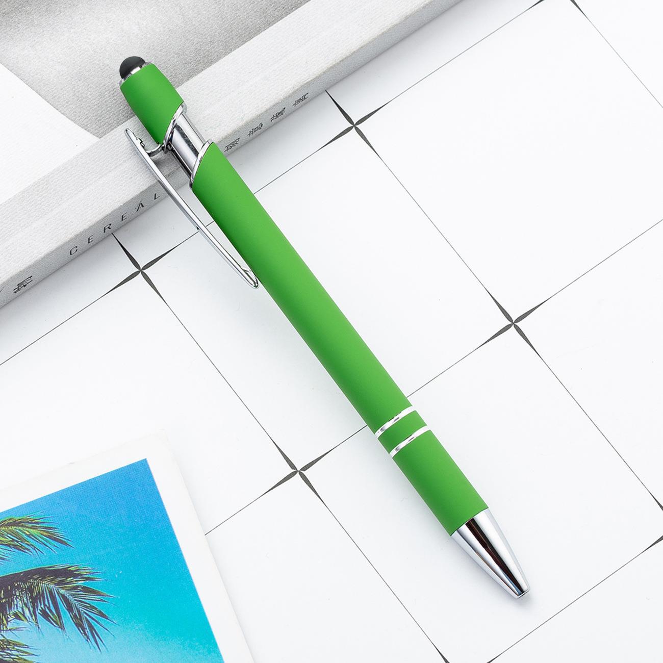 Picture of Spot press pen metal aluminum rod spray glue Press Ball Pen wholesale printable logo aluminum rod touch screen pen