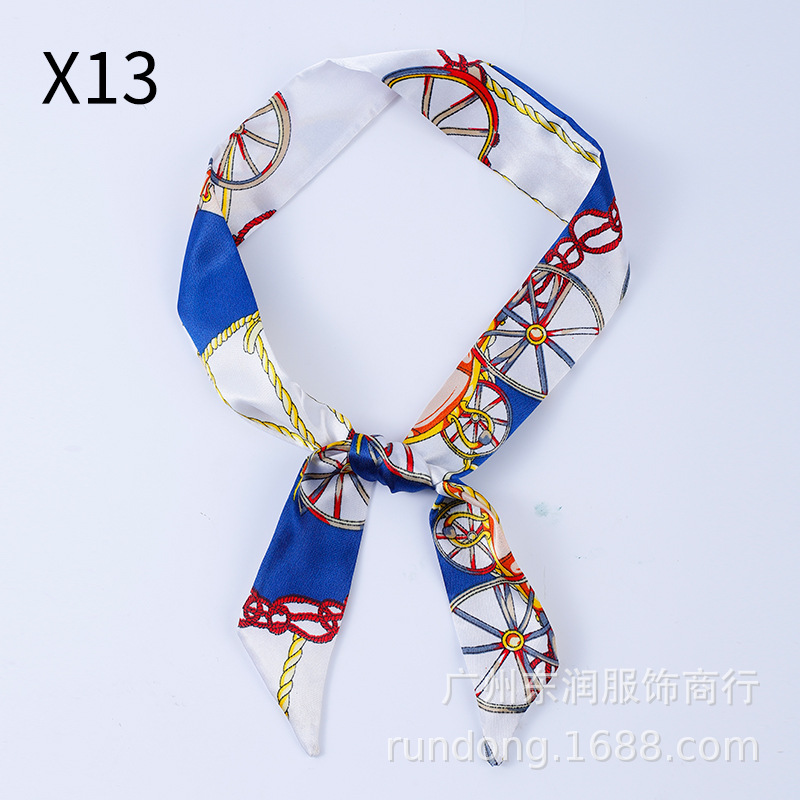 Picture of Silk Scarf Wholesale Long Beveled Small Silk Scarf Double-layer All-match Hair Belt Ribbon Decoration Tie Bag Hand Gift Box Silk Scarf