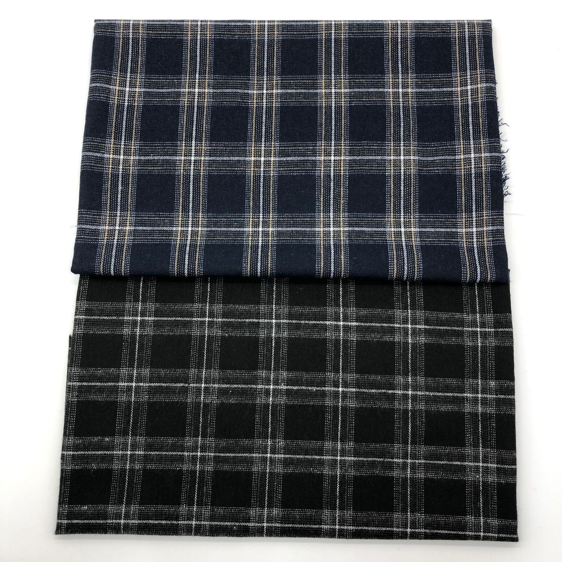 Ready-Made Brushed Plaid Fabric, Spring and Summer Women's Shirt Fabric, 21-Count Polyester-Cotton Woven Flannel Plaid Lining