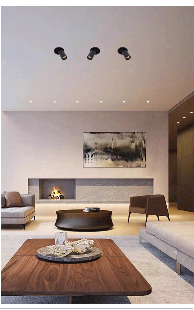 Picture of Embedded long tube spotlight ceiling lamp exhibition hall background wall cob hole lamp Nordic hole 7.5cm spotlight long mouth lamp