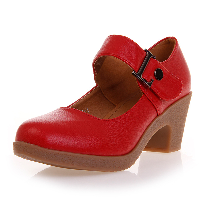 Picture of Square Dance Shoes Middle Heel Dance Shoes Women's Adult Soft Leather Soft Bottom Dance Shoes Square Dance Women's Shoes silver Shoes Four Seasons