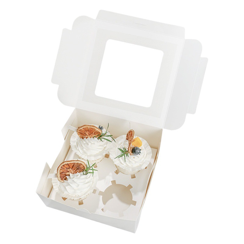 Customized Cupcake Box 4 Pieces 6 Pieces Cup Packaging Box Cake Box Baking Snow Meiniang Muffin Cup Packaging Box