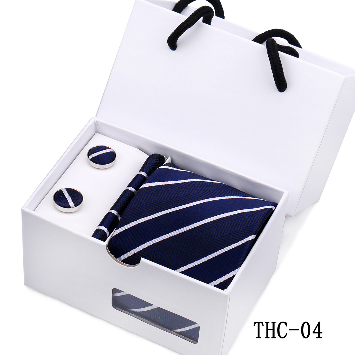 Picture of Men's Tie High Sense Gift Box 3 Pieces suit Business Dress Wedding Plaid Red Black Long Tie Shengzhou