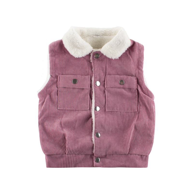 Picture of Spring Kidsren's Clothing Kidsren's Vest New 2024 Boys' Lamb Velvet Fleece-Lined Baby Clothing Warm Tops
