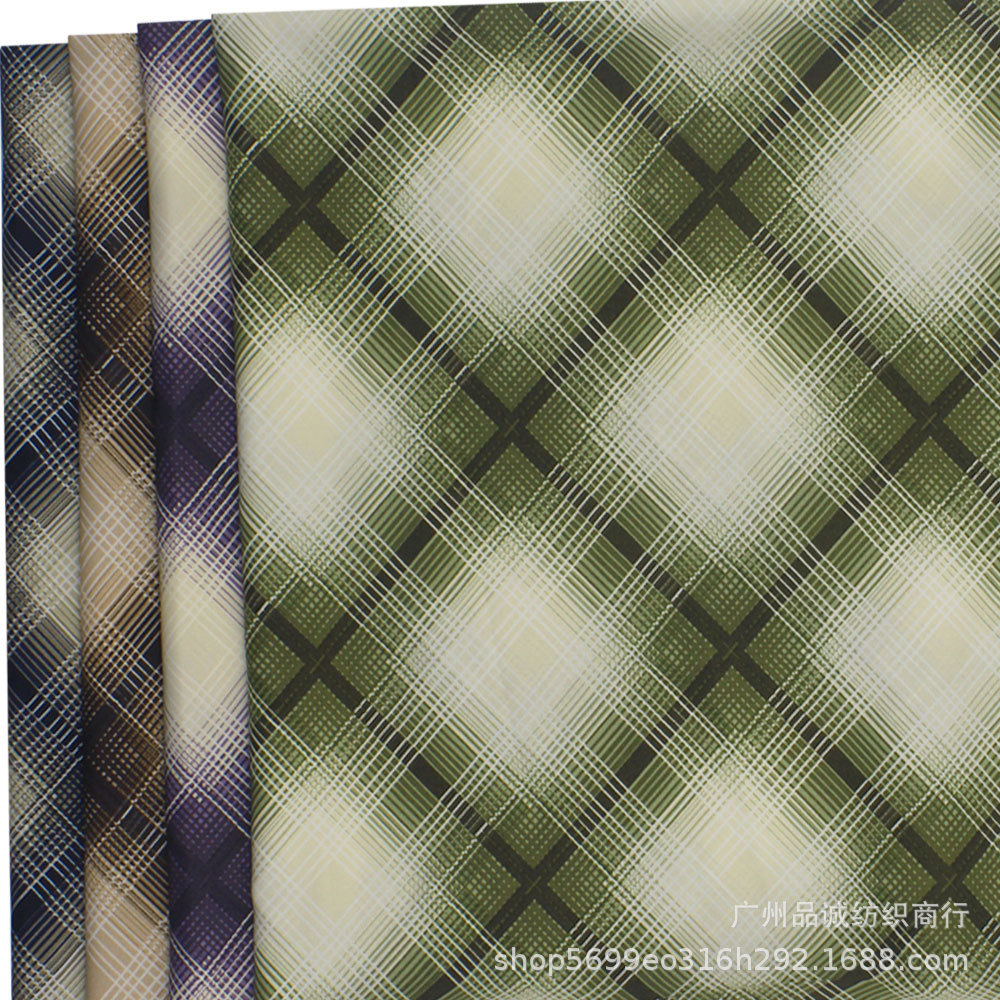 Plain Satin Printed Imitation Yarn-Dyed Large Plaid Chiffon Printed Fabric for Spring and Summer Women's Shirts, Dresses, and Cheongsams