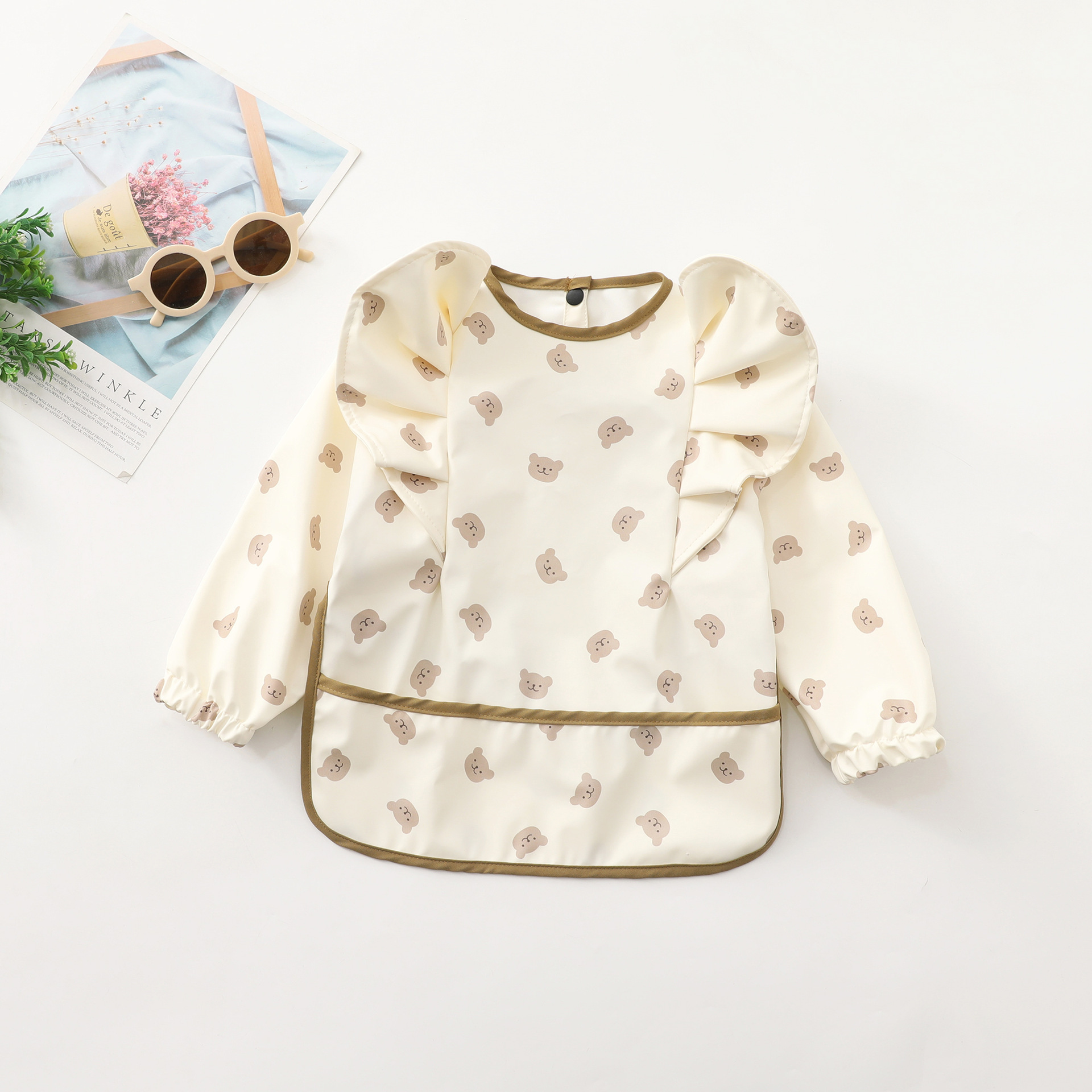 Picture of Danish Children's Overalls Long-Sleeved Wings Eating Clothes Baby Retro-Dressing Baby Soft PU Waterproof Anti-Dirty Feeding Clothes