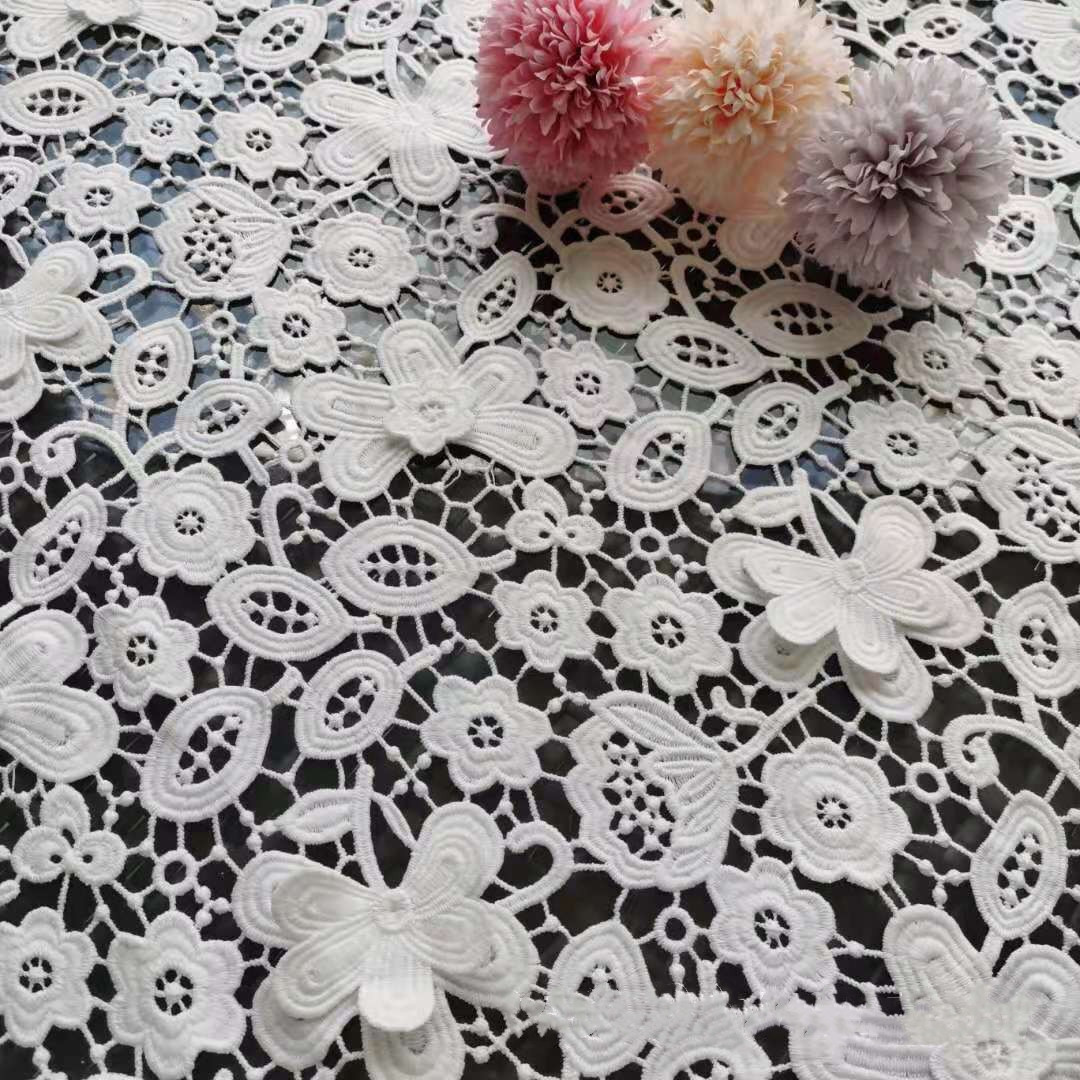Picture of Hollow fabric water soluble milk silk lace thickened 3D three-dimensional embroidered wedding dress DIY accessories lace fabric
