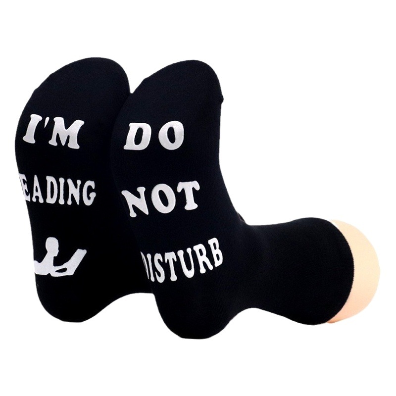 in stock cotton tube reading socks Europe and the United States cross-border explosions reading socks foot letters dispensing non-slip socks wholesale
