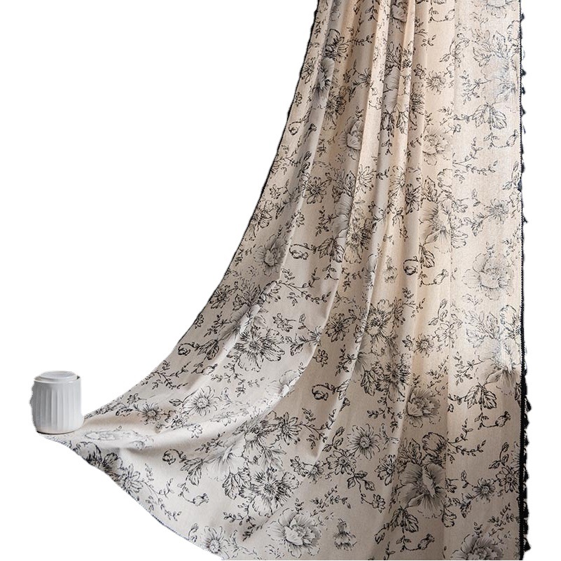 Bu Daddy Curtain Finished Wholesale Pastoral Printed Door Curtain Self-Adhesive Velcro Balcony Living Room Bedroom Kitchen Curtain