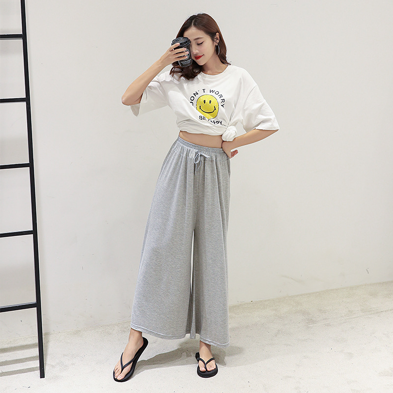 Picture of Japanese Wholesale Large Size Swing Pants Casual Pants for Women Japanese and Korean Spring and Summer Modal Loose High Waist Drawstring Wide Leg Pants