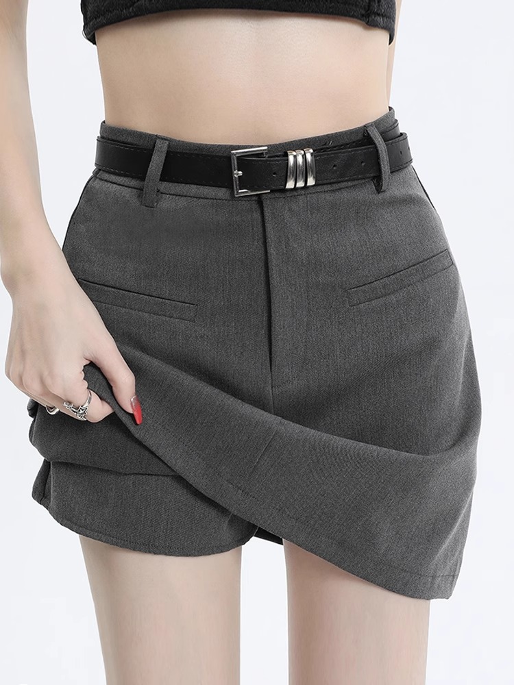Grey Suit Skirt Women's Spring 2024 New Black High Waist Slim A- line Skirt Small Hip Skirt