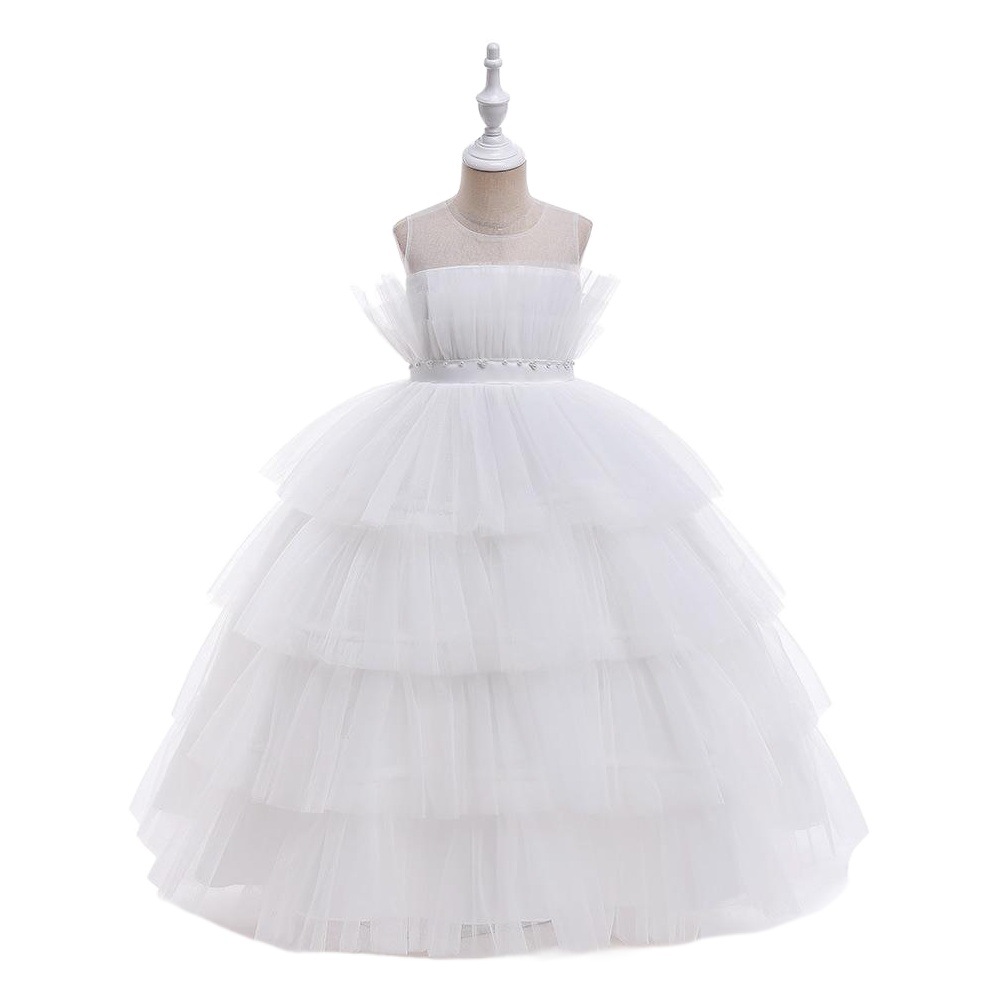 Cross-border Foreign Trade Girl's Dress Long Princess Dress Flower Girl's Wedding Cake Dress Little Girl's Puffy Mesh Dress