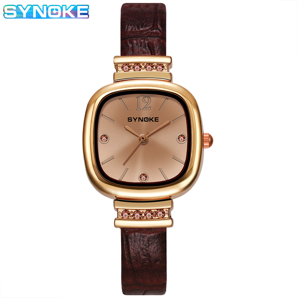 Factory goods SYNOKE quartz watch fashion with diamond ladies watch light luxury retro literary temperament student square belt