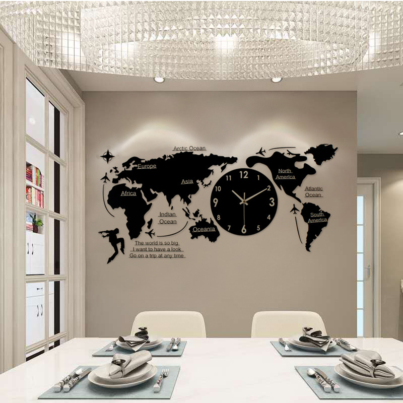 Picture of Cross-Border Map European Clock Decorative Wall Clock Living Room Simple Modern Wall Art Fashion Home Atmospheric Clock