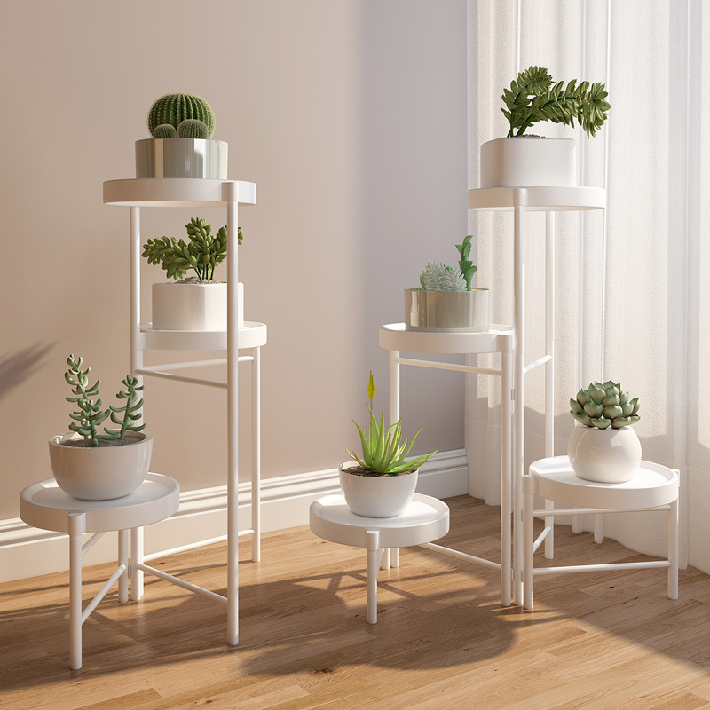 Picture of Cross-Border Simple Folding Iron Flower Stand Balcony Indoor Metal Plant Stand Manufacturer Wholesale Floor-Standing Small Potted Plant Stand