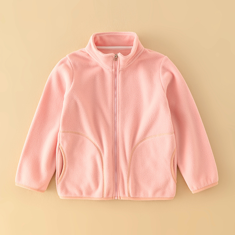 Picture of Autumn and Winter Girls' Coat Polar Fleece Boys' Warm Top All-match Middle-aged Children's Zipper Shirt Outerwear Children's Wear