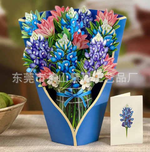 Picture of 3D Greeting Card Valentine's Day Mother's Day Paper Hand-Held Flowers Thank You Blessing Gift Manufacturer Wholesale Holiday Limited Edition