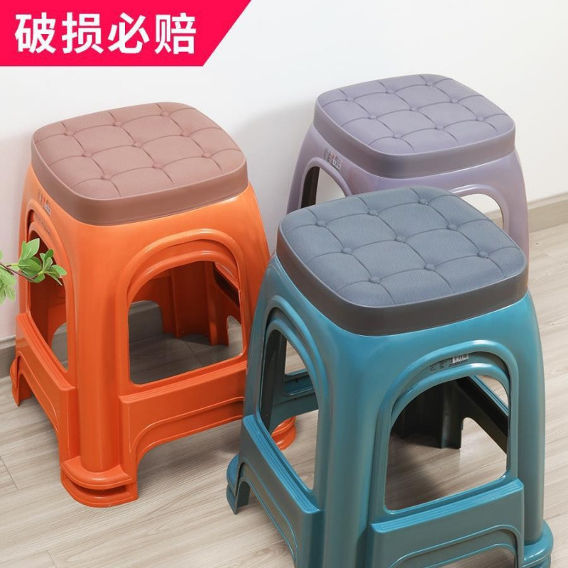 Thickened plastic stool home square stool living room extra thick bench cooked rubber bathroom high bench economy durable chair