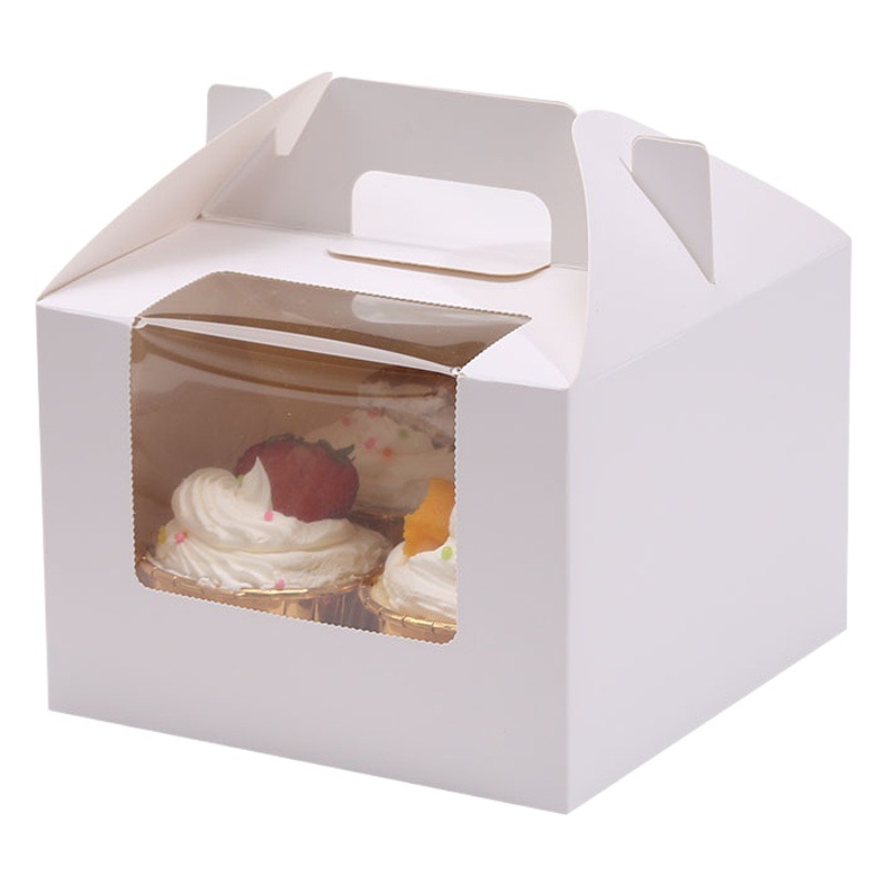 Portable Mufen Box Cupcake Packing Box Cupcake Box Mousse Dessert Baking Box Transparent Window Opening
