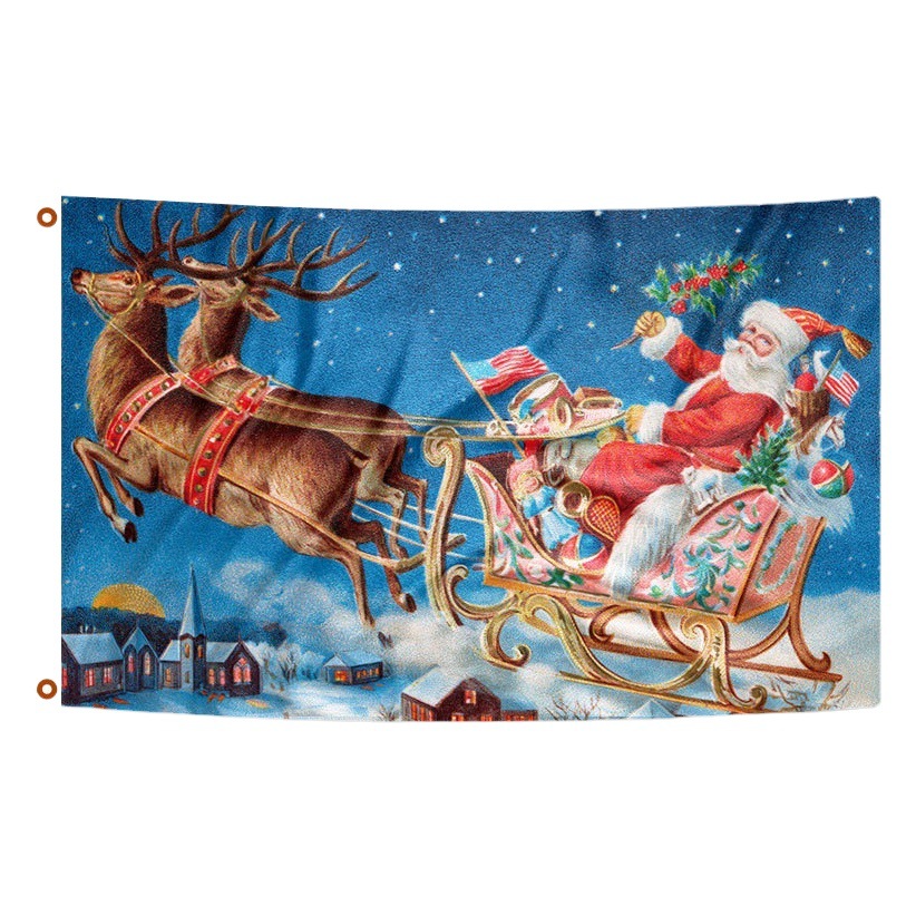 Linyi Flag Exhibition Cross-border Christmas Party Decoration Flag Holiday Flag 3x5FT Polyester Fabric Digital Printing