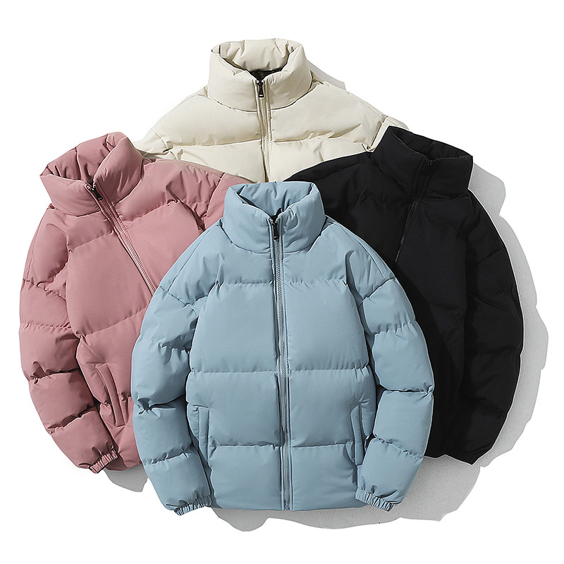 2024 Autumn and Winter Cotton Clothes New Korean Style Vertical Collar Slim-fit Lovers All-match Cotton-padded Jacket Slim-fit Short Jacket for Men