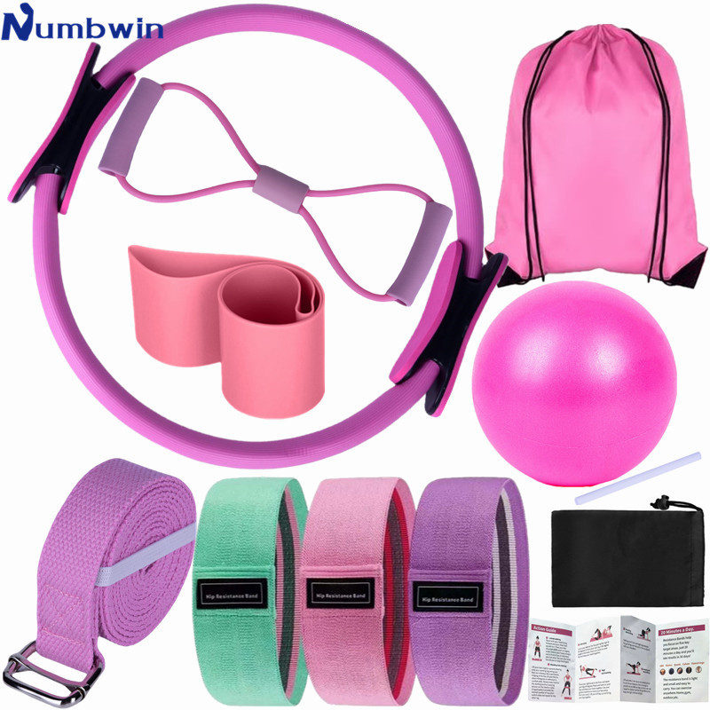 Numbwin Home Pilates Set Women's Pilates Ring Yoga Ball Set Resistance Ring with Fitness Cross-Border