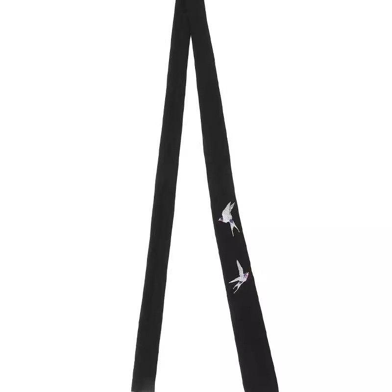 Yohji Yamamoto 21aw Dark Wind Swallow Swallow Embroidery Figure Tie for Men and Women