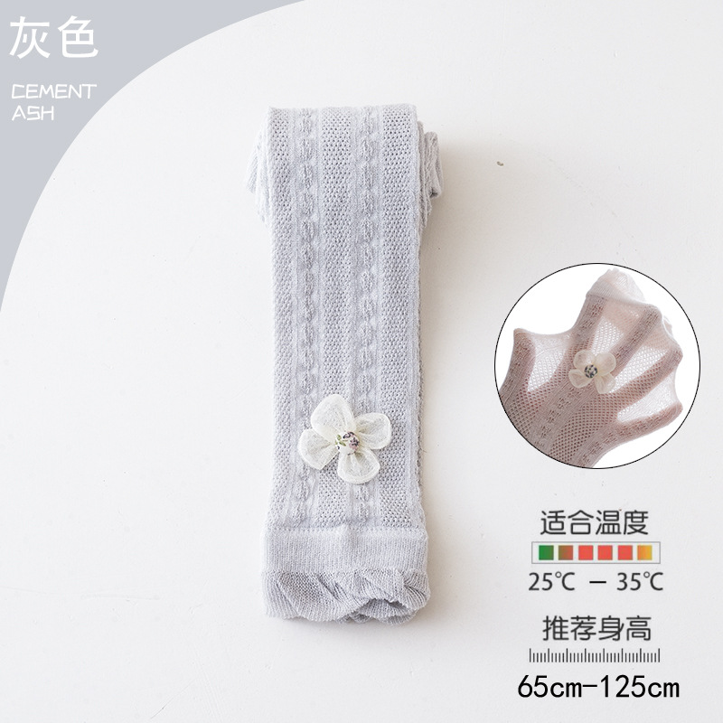 Picture of Girls' mesh leggings summer thin children's pantyhose solid color lace girls' cropped pants mosquito-proof socks wholesale