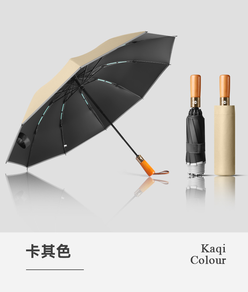 Picture of Three-fold automatic umbrella log handle lettering sunny umbrella men's business folding umbrella printed logo high-end gift umbrella
