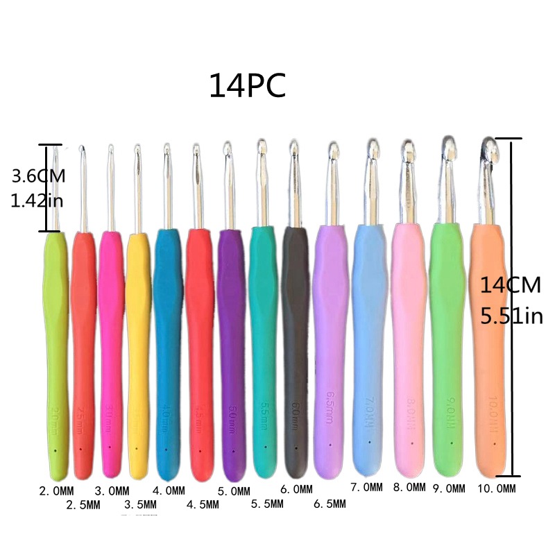 Picture of Cross-border wholesale full set of handmade crochet wool knitting tools hook knitting bag rainbow TPR soft handle crochet suit