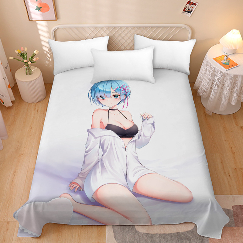 Picture of Anime Two-Dimensional Anime Rem Picture Gentleman 3D Beauty Bed Bed Sheets Single Piece Student Dormitory 1.9m